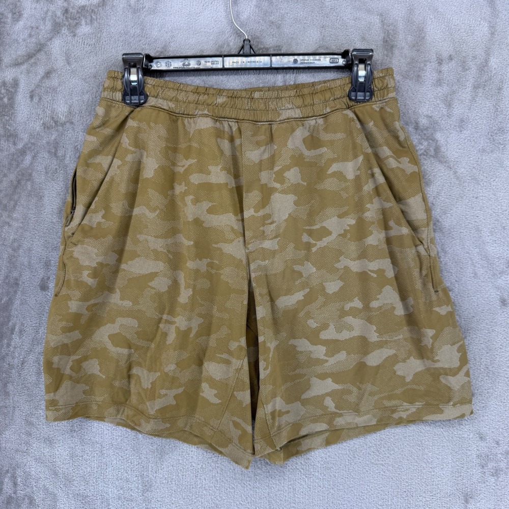 Lululemon Pace Breaker Linerless Shorts 7 Heritage Camo Jacquard Bronze Green M